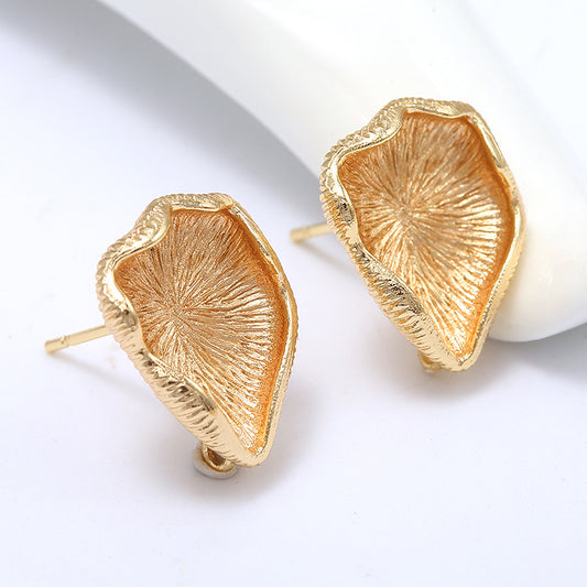 4 boucles d'oreilles à tige en forme de feuille de Lotud avec boucle d'oreille 14K GF