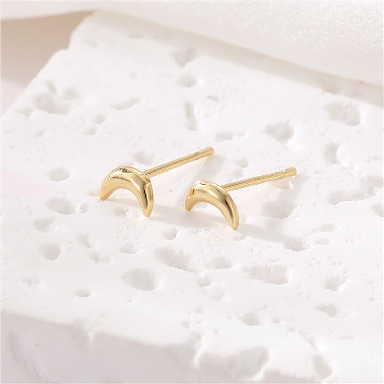 Boucles d'oreilles à tige en forme de cœur et d'étoile de lune, 4 pièces, ornées de strass 14K GF