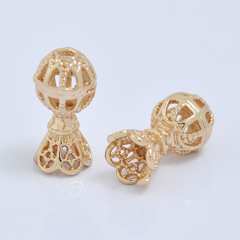 20 perles de vase creuses 14K GF, breloque en cuivre, entretoise de perles