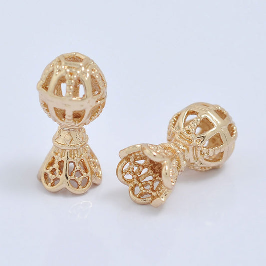 20 perles de vase creuses 14K GF, breloque en cuivre, entretoise de perles