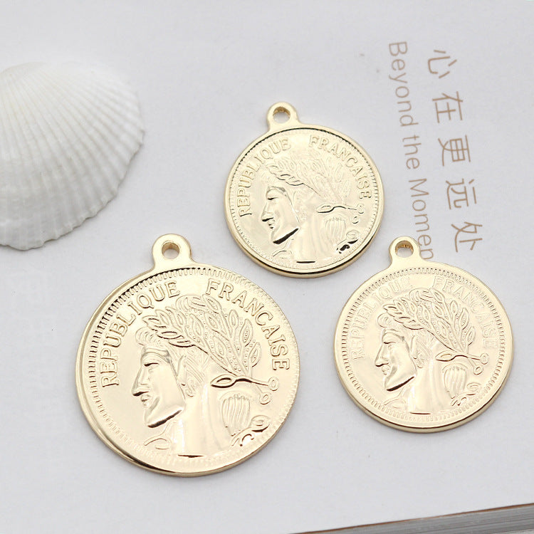 Pendentif à breloque pièce de monnaie 20 portraits 14K GF