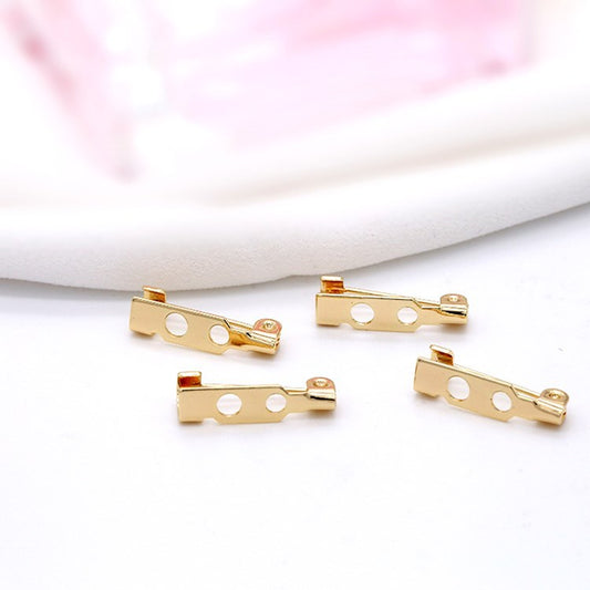10 broches de sécurité simples 14K GF, cabochon à Surface plate vierge