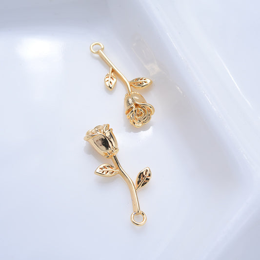 Pendentif à breloque florale 20 roses 14K GF