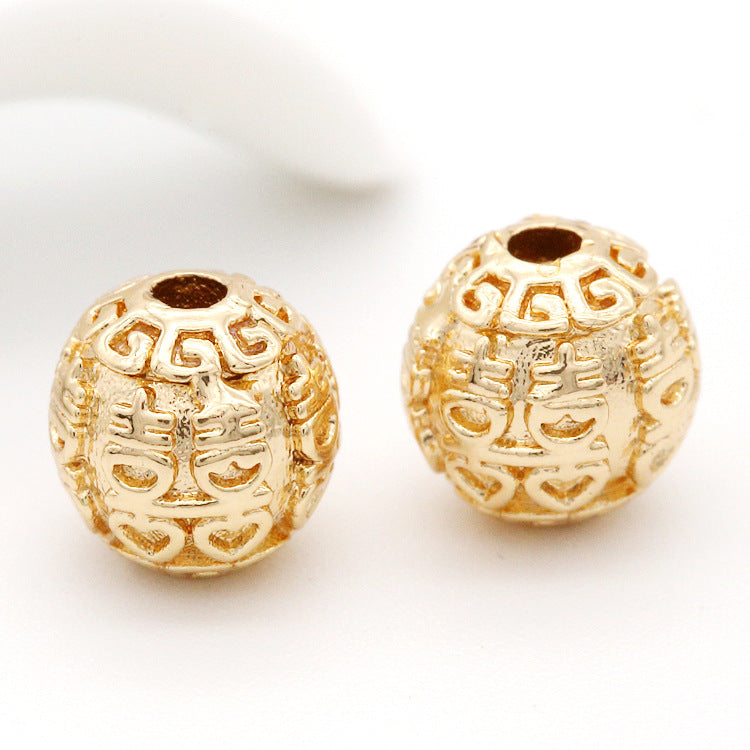 10 geschnitzte runde Perlenstücke aus 14K GF Kupfer Charm Perlenarbeit Spacer