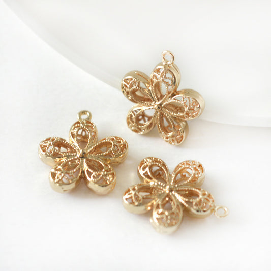 20 pendentif à breloque florale creuse 14K GF