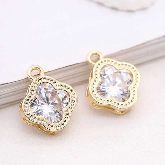 10 pendentif à breloque florale orné de strass 14K GF