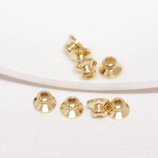 100 capuchon de perle conique brillant, tasse 14K GF, entretoise de perles de charme