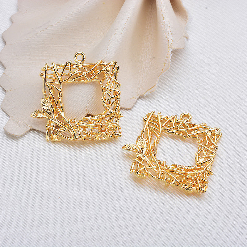 20 pendentif à breloque nid carré creux cercle 14K GF