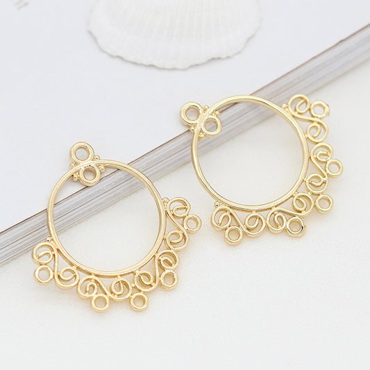 5 pendentifs à breloques en forme de cercle floral creux à boucles multiples 14K GF