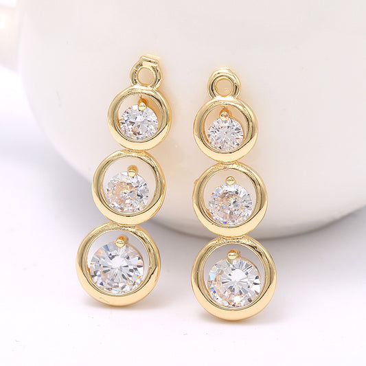 Pendentif à breloque 2 tours orné de strass 14K GF