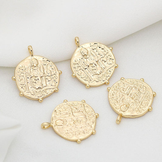 Pendentif à breloque pièce de monnaie 20 portraits 14K GF