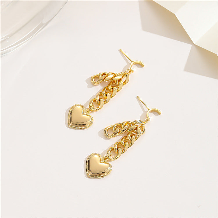 Boucles d'oreilles à clous ondulés incurvés à 4 chaînes de câbles, 14 carats, GF