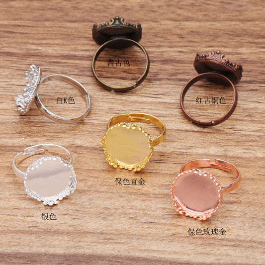 200 Crown Edge Bezel Cup Openable Circle Ring Silver Plated 15mm Round Cabochon Blank Base Gemstone Setting