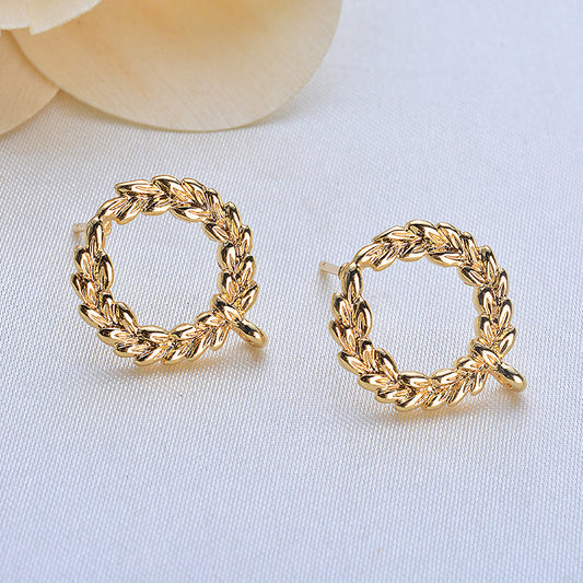 20 boucles d'oreilles à tige en cercle de feuilles d'olivier avec boucle 14K GF