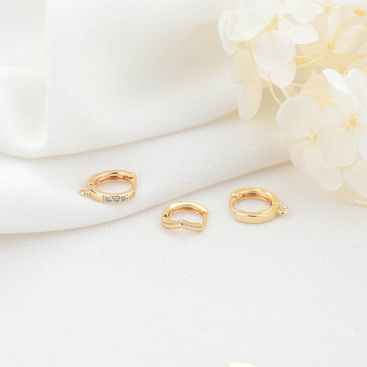 4 runde Creolen mit Schleife, Strassverzierung, 14-Karat-GF-Ohrring