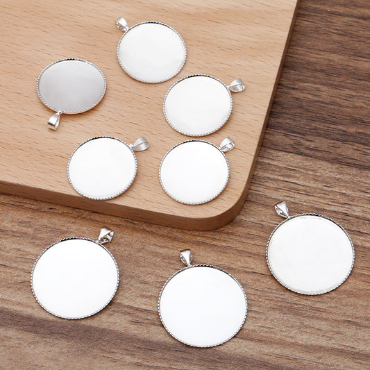 100 Serrated Edge Bezel Cup Charm Pendant Silver Plated 20mm 25mm Round Cabochon Blank Base Gemstone Setting