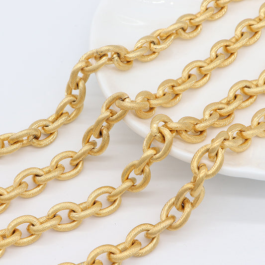 2 Meter dicke, abgerundete, ovale Kabelkette aus 14-karätigem GF