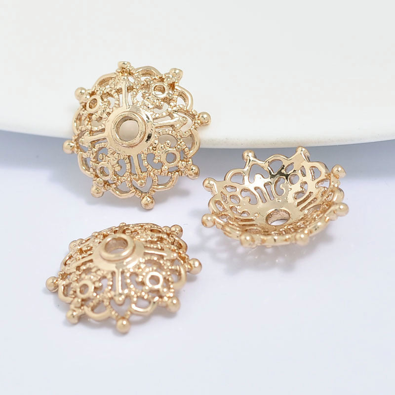 20 Floral Bead Cap Cup 14K GF Charm Beadwork Spacer