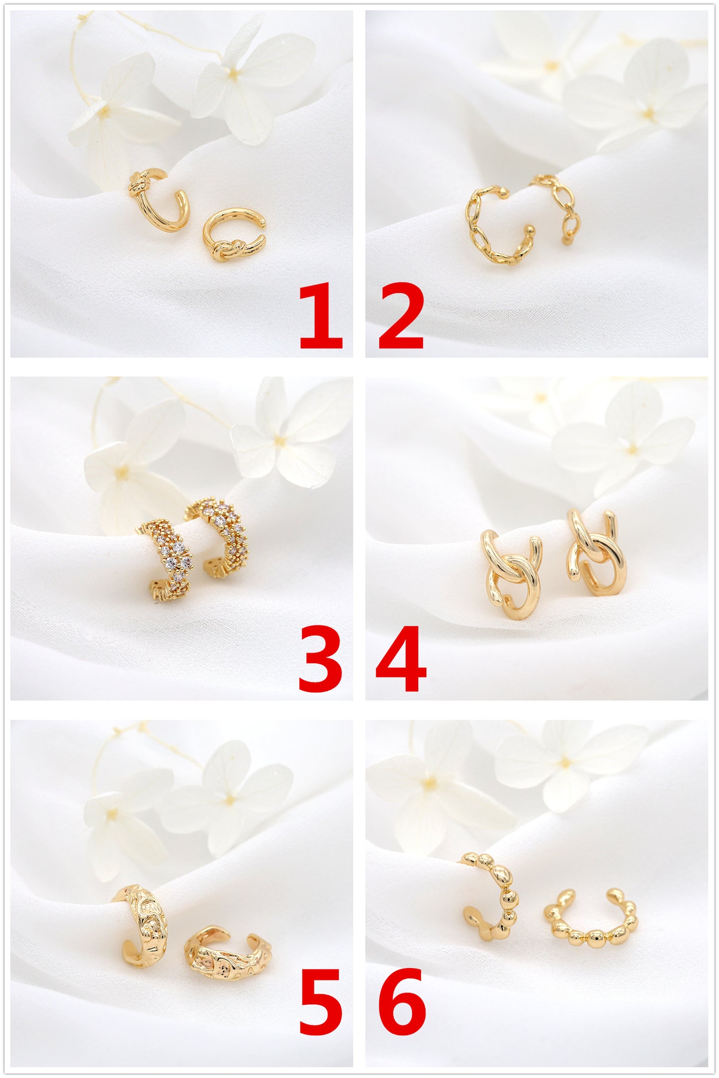 4 Cable Circle Earcuff Ear Cuffs Climber No Piercing Earring 14K GF Earing