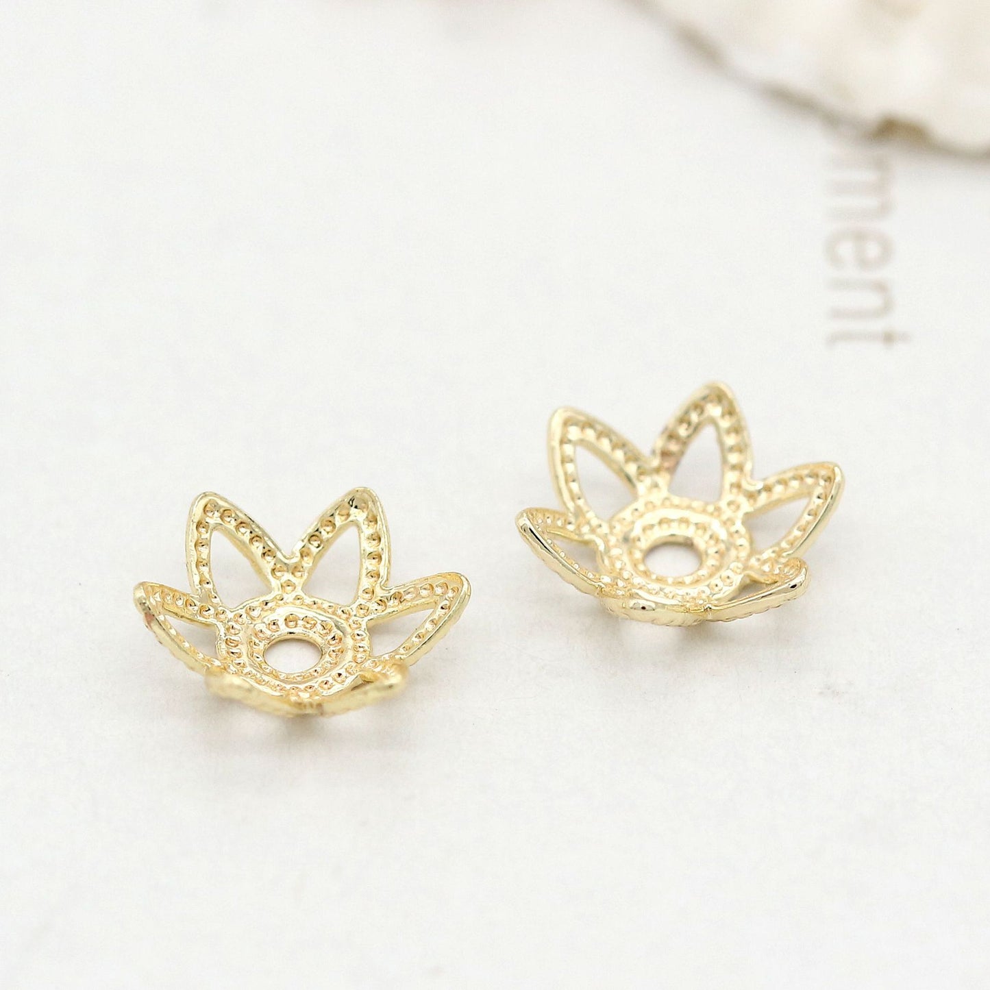 10 capuchons de perles florales, tasse 14K GF, entretoise de perles de charme