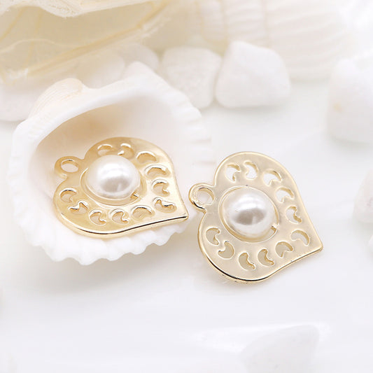 Pendentif à breloque 10 cœurs orné de perles 14K GF