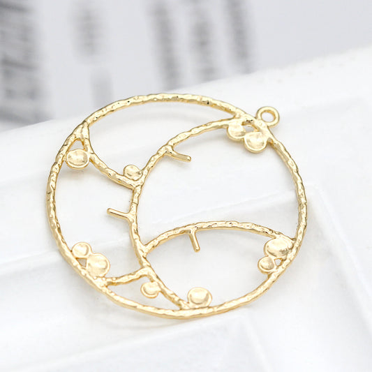 10 pendentif de charme de branche florale ronde 14K GF perle à moitié percée perle vierge