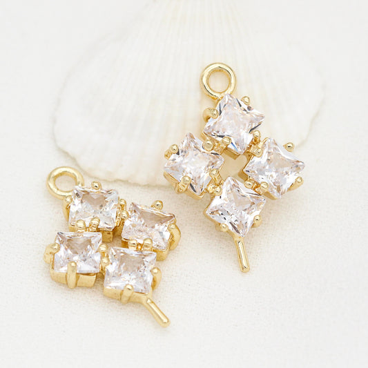 10 pendentif à breloque florale strass embelli 14K GF perle semi-percée perle vierge