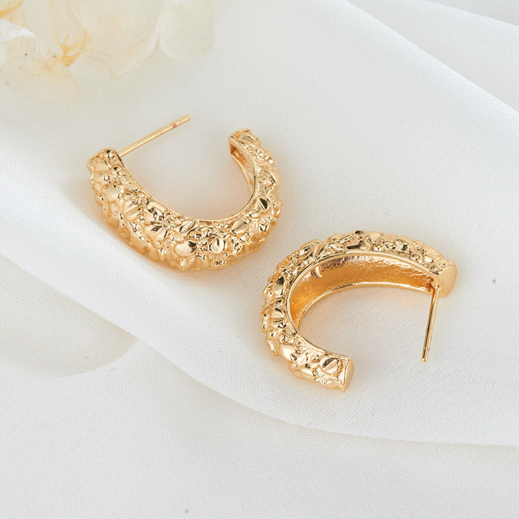 4 grosses boucles d'oreilles à tige demi-cercle 14K GF Earing