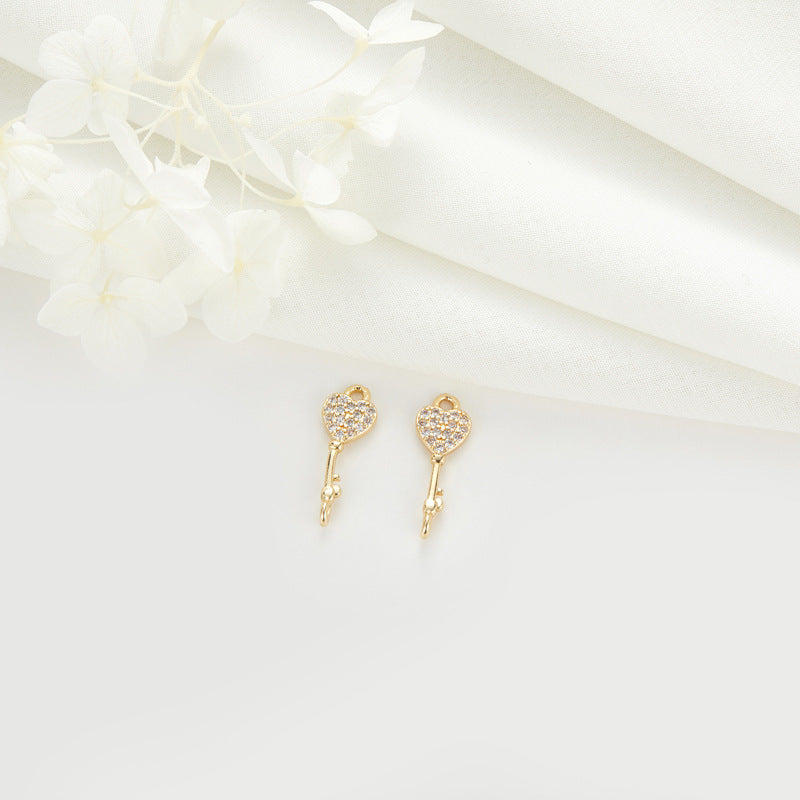 2 clés étoile de mer éléphant nœud papillon coeur cloche pendentif à breloque strass embelli 14K GF