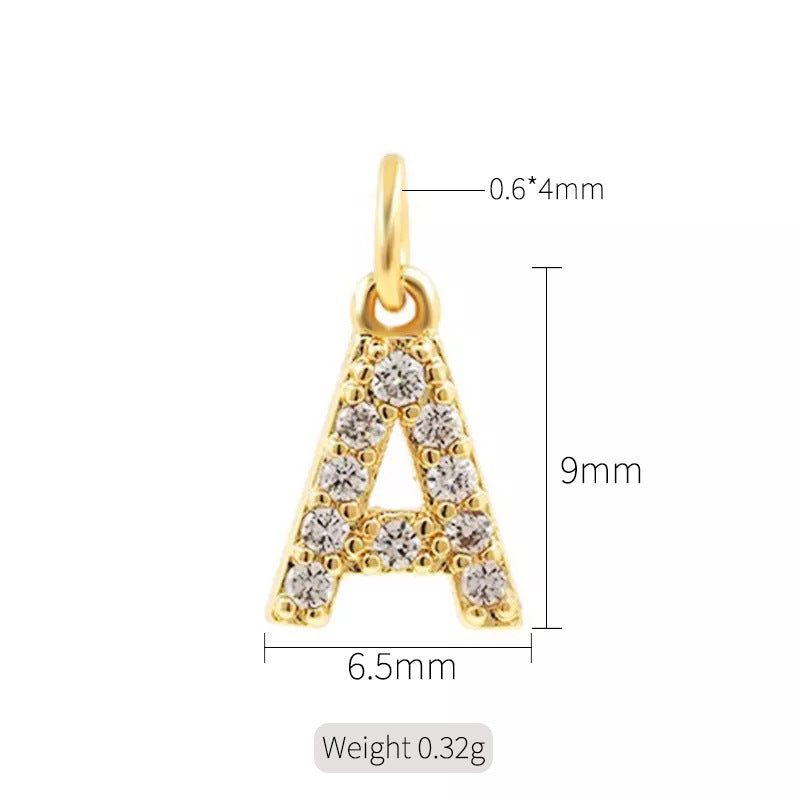 2 minuscules initiales Alphabet AZ Charm Pendentif Strass Embelli 14K GF