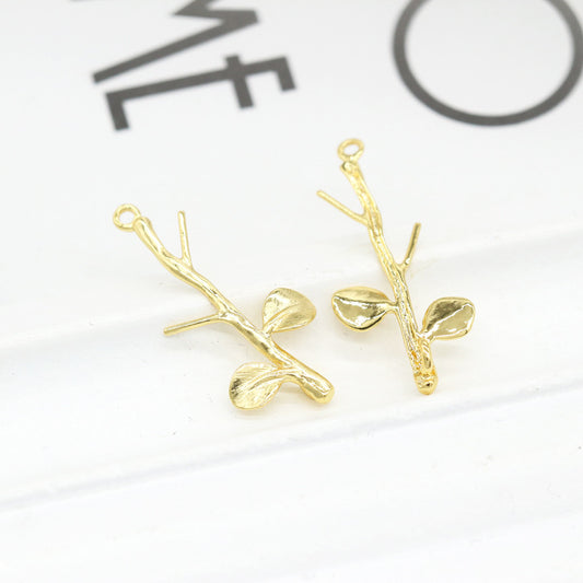 10 Ast-Charm-Anhänger, 14 K GF, halbgebohrte Perle, Rohling