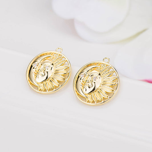 2 Dieu du Soleil Apollo Charm Pendentif Strass Embelli 14K GF