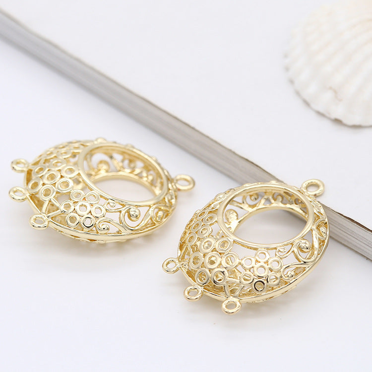 5 hohle, mehrfach geschlungene, florale, ovale Kreis-Charm-Anhänger aus 14 Karat GF