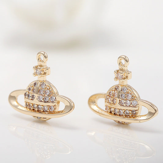 Pendentif à breloque planète 2 étoiles orné de strass 14K GF