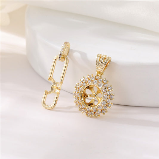 2 pendentif à breloque infini floral strass embelli 14K GF perle à moitié percée perle vierge