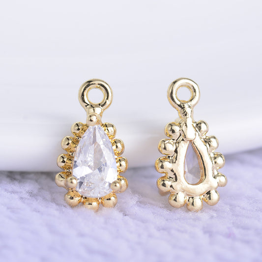 20 minuscules pendentifs à breloque goutte d'eau strass embellis 14K GF