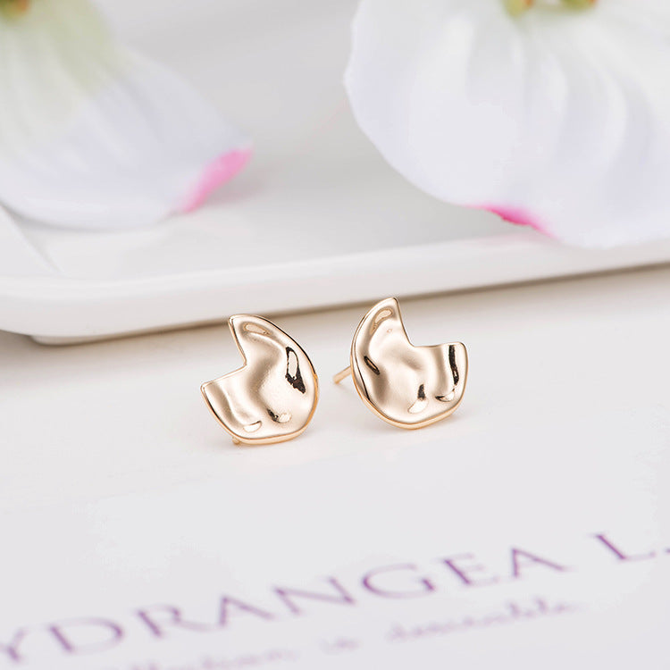 4 boucles d'oreilles à tige en forme de chat incurvé 14K GF Earing