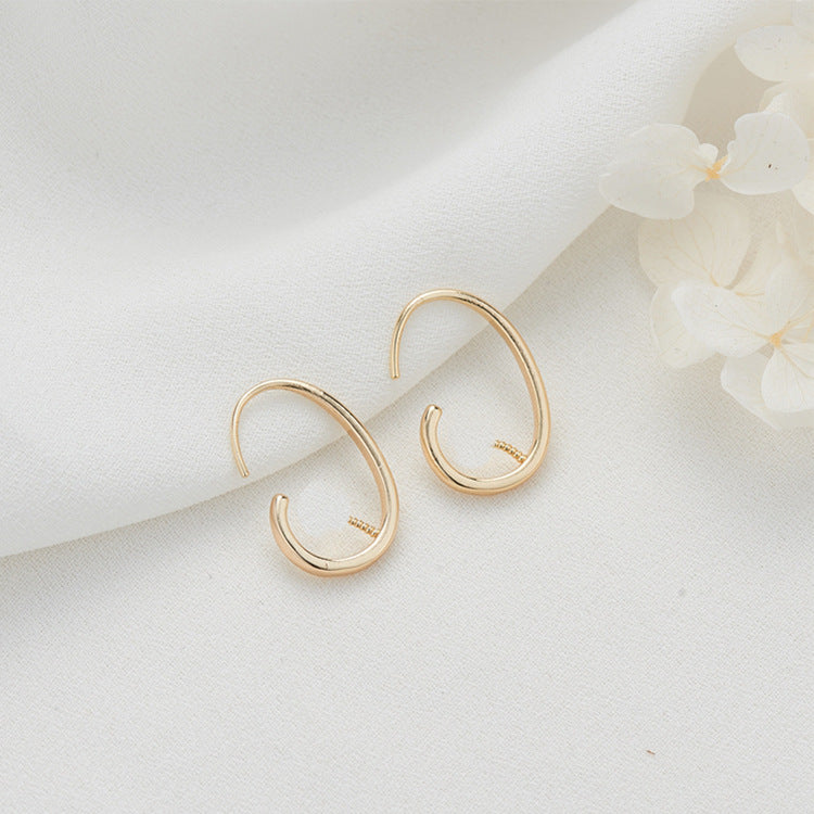 4 einfache Kreis-Haken-Ohrringe aus 14-karätigem GF, halbgebohrte Perlen, Rohling