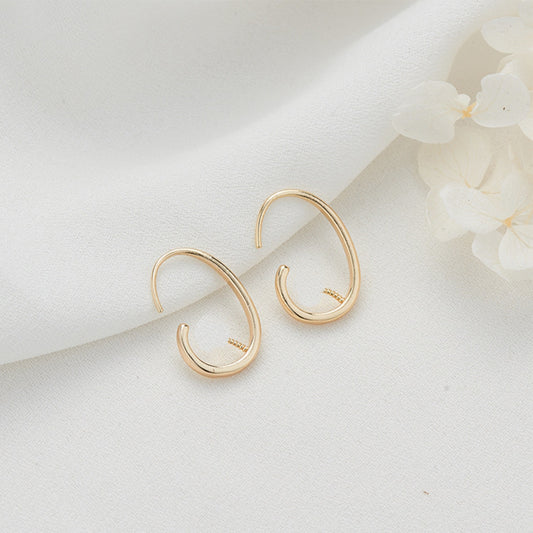 4 einfache Kreis-Haken-Ohrringe aus 14-karätigem GF, halbgebohrte Perlen, Rohling