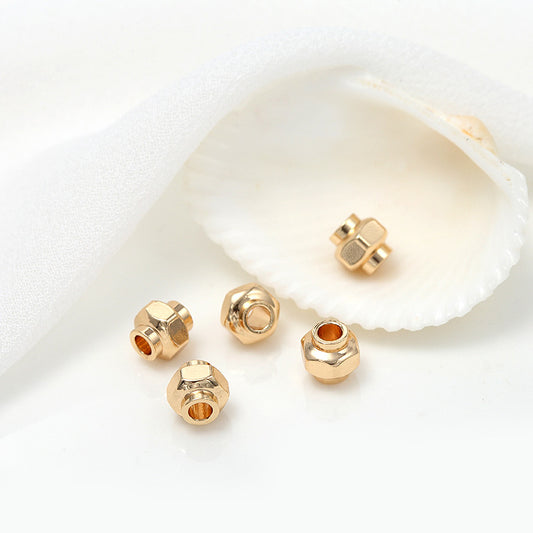 10 breloques de perles de colonne hexagonale 14K GF, entretoise de perles de charme