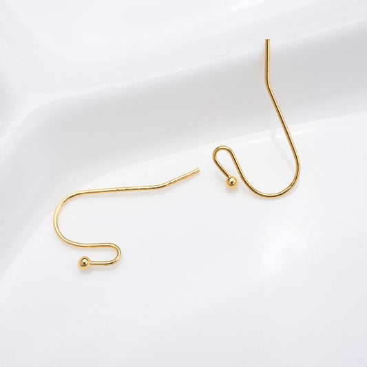 100 boucles d'oreilles à crochet uni avec extrémité de perle, 14K GF