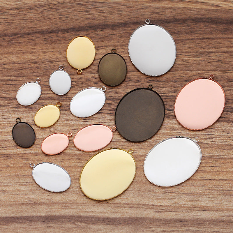 50 pendentif à breloque de tasse à lunette à bord dentelé 18KGP 13x18mm 18x25mm 30x40mm cabochon ovale Base vierge réglage de pierres précieuses