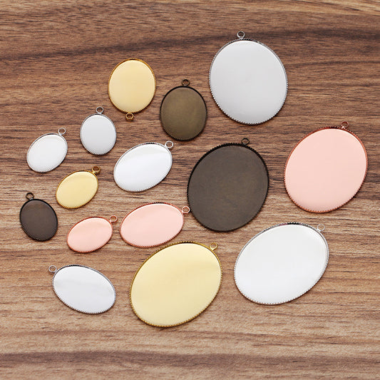 50 pendentif à breloque de tasse à lunette à bord dentelé 18KGP 13x18mm 18x25mm 30x40mm cabochon ovale Base vierge réglage de pierres précieuses