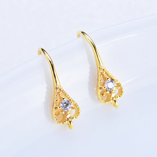 20 boucles d'oreilles à crochet en forme de cœur creux avec boucle ornée de strass 14K GF