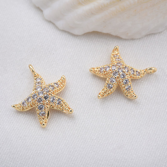 20 pendentif à breloque étoile de mer orné de strass 14K GF