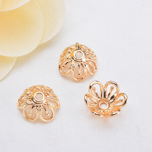 20 capuchons de perles florales, tasse 14K GF, entretoise de perles de charme