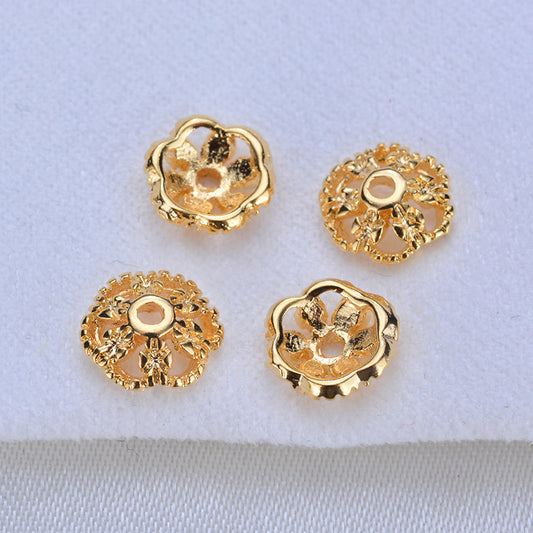 100 tasse de capuchon de perles florales 14K GF, entretoise de perles de charme