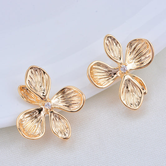 20 connecteurs de charme floral à double boucle ornés de strass 14K GF