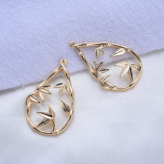 20 pendentif à breloque cercle goutte d'eau en bambou 14K GF