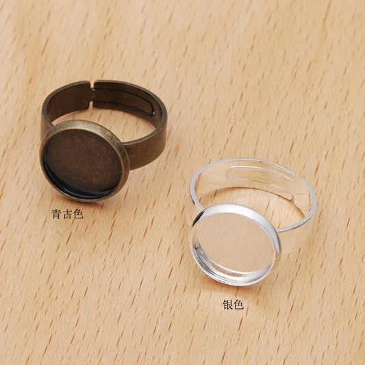 200 Plain Bezel Cup Openable Circle Ring 18KGP 12mm Round Cabochon Blank Base Gemstone Setting